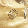 Adjustable 304 Stainless Steel Wide Band Cuff Open Rings for Women OK7219-2-1