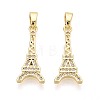 Brass Micro Pave Clear Cubic Zirconia Pendants KK-T080-74G-1