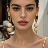 Wood & Glass Stud Earrings for Women WG46741-01-3
