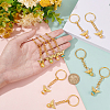 10Pcs 10 Color Tibetan Style Alloy Angeltee with ABS Plastic Imitation Pearl Beaded Charms Keychains KEYC-PH01510-3