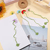 5Pcs 5 Colors Wool Crochet Flower & Heart Hanging Bookmarks AJEW-GL0003-55-5