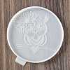 Flat Round with Owl & Flower DIY Cup Mat Silicone Molds SIL-F007-06D-2