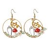 Brass Glass Dangle Earrings EJEW-JE07514-3