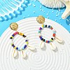 304 Stainless Steel & Natural Cowrie Shell Dangle Stud Earrings for Women EJEW-JE07231-1