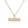 Mother's Day Brass Micro Pave Clear Cubic Zirconia Mama Pendant Necklaces FS-WG171EE-01-1