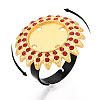 Adjustable Flower Alloy & Iron Rhinestone Bezel Cup Ring Base with Rotatable Tray MAK-T012-04G-4