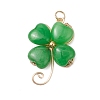 Dyed Natural Malaysia Jade Copper Wire Wrapped Shamrock Pendants PALLOY-JF02972-02-1