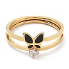 2Pcs 2 Style Ion Plating(IP) 304 Stainless Steel Butterfly Finger Rings Set with Enamel RJEW-K244-01G-2
