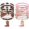 2Bags 2 Colors Boot Western Cowgirl Style Polymer Clay Heishi & CCB Plastic & Natural Rose Quartz Beaded Bracelets BJEW-PA0001-08-1
