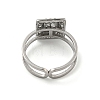 304 Stainless Steel Rhinestone Square Finger Rings for Women Men STAS-Z060-01P-3