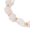 Natural Rose Quartz & Brass Beads Stretch Bracelets for Women BJEW-JB13414-02-4