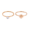 Flower 304 Stainless Steel Finger Ring Set for Women RJEW-C086-28-RG-2