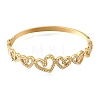 304 Stainless Steel Crystal Rhinestone Hollow Heart Hinged Cuff Bangles for Women SA-CBAF851-10G-4