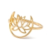 Hollow Out Lotus 304 Stainless Steel Finger Ring for Women RJEW-E073-06G-2