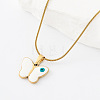 304 Stainless Steel Enamel Evil Eye Butterfly Pendant Necklaces for Men Women MY8344-4-1