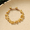 Natural Gold Tiger Eye Round Braided Bead Multi-strand Bracelets for Women WG0F13C-07-1