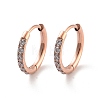 Ion Plating(IP) 316 Surgical Stainless Steel Pave Clear Cubic Zirconia Hoop Earrings Women EJEW-A109-01A-RG-1