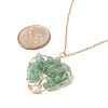 Natural Green Aventurine Chips Heart with Tree of Life Pendant Necklace NJEW-JN03906-02-6