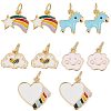 10Pcs 5 Style Real Real 18K Gold Plated Plated Brass Charms FIND-CN0001-28-1