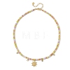 Brass Pave Clear Cubic Zirconia Sun Pendant Glass Beades Necklaces NJEW-JN06538-3
