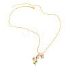 Brass Micro Pave Clear Cubic Zirconia with Enamel Butterfly Rose Flower Pendant Necklaces for Women FS-WG8C866-01-2