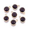 Golden Tone Brass Glass Charms GLAA-ZX008-24A-G-1