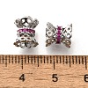 Brass Micro Pave Magenta Cubic Zirconia Beads KK-M318-32P-3