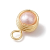 Shell Pearl Round Copper Wire Wrapped Pendants PALLOY-JF03258-04-5