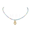 Golden Brass Heart Pendant Necklace NJEW-JN04530-3
