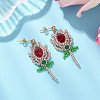 Glass Seed Beads Dangle Stud Earrings EJEW-MZ00326-01-1