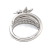 Brass Micro Pave Cubic Zirconia Bird Open Cuff Rings Set for Women RJEW-U002-11P-3