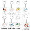 28Pcs 7 Colors Alloy Glass Keychains KEYC-FH00005-2