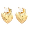 304 Stainless Steel Pave Single Cubic Zirconia Heart Stud Earrings for Women SA-CBAB549-04G-4