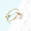 Adjustable 304 Stainless Steel Natural White Jade Cuff Open Rings RJEW-P187-01G-04-2