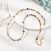 Faceted Natural Fluorite and Pearl Beaded Necklaces NJEW-JN06645-1