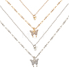 2Pcs 2 Colors Crystal Rhinestone Butterfly Pendant Double Layer Necklaces Set NJEW-AN0001-23-1