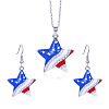 Independence Day Zinc Alloy Enamel & Rhinestone Pendant Necklaces & Dangle Earrings Sets FS-WG64DB3-04-1