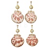 Electroplate Natural Sea Shell Dangle Earrings EJEW-JE07373-3