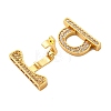 Brass Micro Pave Clear Cubic Zirconia Fold Over Clasps KK-P291-13G-2