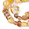 Handmade Foil Glass with Gold Sand Lampwork Beads Strands FOIL-Q002-08G-3