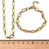 304 Stainless Steel Teardrop Link Chain Bracelet & Necklace Jewelry Sets SJEW-L199-18G-5