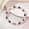 Natural Multicolor Tourmaline and Rose Quartz Round Beads Stretch Bracelets for Women BJEW-JB13517-1