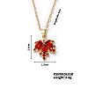 Shiny Maple Leaf Brass Cubic Zirconia Pendant Necklaces LL6832-1