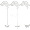 3Pcs 3 Styles Butterfly & Butterfly & Dragonfly Filigree Brass Bookmark with Chains AJEW-SC0002-93P-1