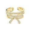 Rack Plating Brass Micro Pave Cubic Zirconia Open Cuff Rings RJEW-C076-06A-G-2