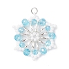 Glass Seed Beaded Snowflake Pendants PALLOY-MZ01080-02-1