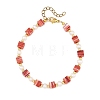 Handmade Nepalese Lampwork Cube and Natural Pearl Beaded Bracelets BJEW-JB14481-4