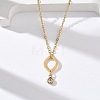 304 Stainless Steel Crystal Rhinestone Geometric Pendant Cable Chain Necklaces NJEW-Z073-01G-01-1