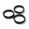 Natural Obsidian Oval Beaded Stretch Bracelet G-E010-01U-2