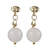 Natural White Jade Round Beads & 304 Stainless Steel Components Dangle Earrings for Women EJEW-JE06231-05-2